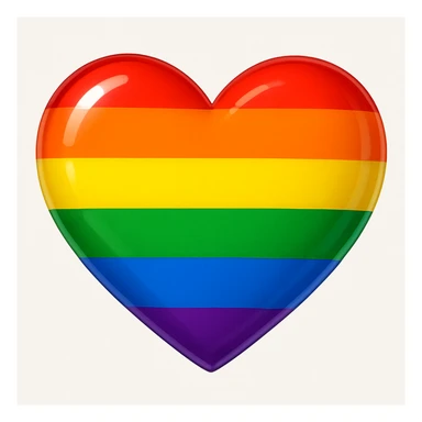 gay pride rainbow heart, bright and cheerful, glossy finish sticker