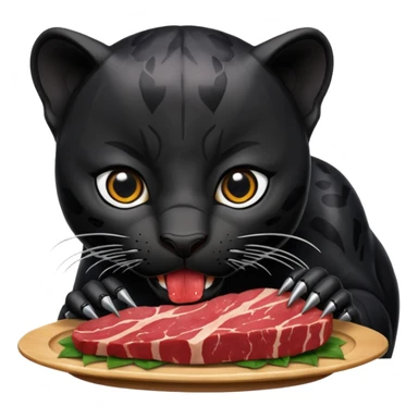 Black panther eating meat sticker