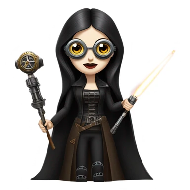 Jedi Morticia Addams piloting a Jumpspeeder anti-gravity repulsorlift swoop steampunk  sticker