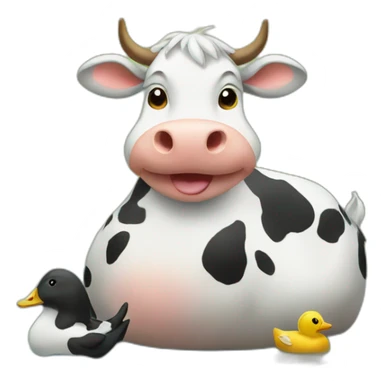 cow sitting on a duck sticker