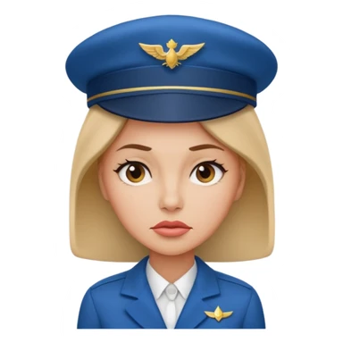 сгенерируй фото женщину с шапкой стюардессы и злая sticker