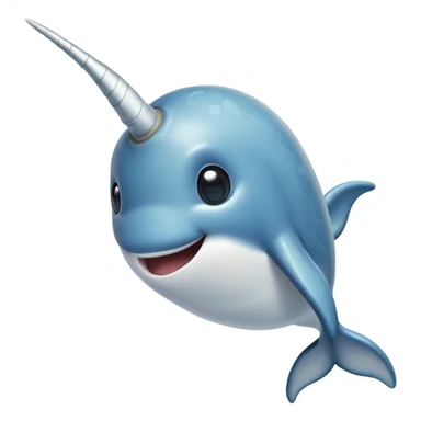 Cinematic Comical Narwhal Portrait Emoji, Head tilted dramatically with an exaggeratedly amused expression, featuring a sleek, elegantly streamlined body with a prominently spiraled ivory tusk and wide, comically expressive eyes full of playful disbelief, Simplified yet hilariously expressive features, highly detailed, glowing with a slightly sassy arctic glow, high shine, dramatic yet playful, stylized with an air of quirky marine mischief, soft glowing outline, capturing the essence of a meme-worthy narwhal that looks ready to side-eye its way into viral fame! sticker