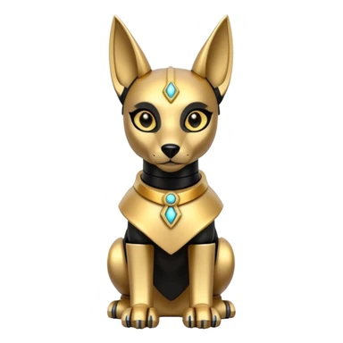  Short-eared Black fur gold robot beautiful female anubis puppy statue posed  sticker