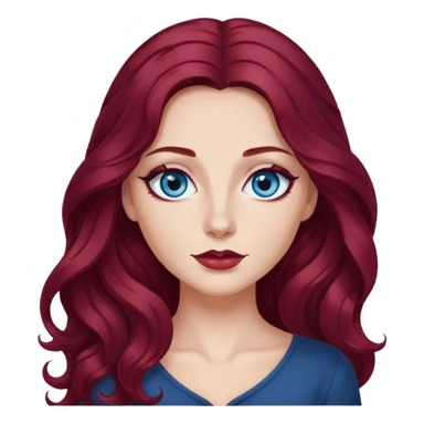 pretty long hair wavy dark wine red hair baddie with eyeliner and blue eyes sticker