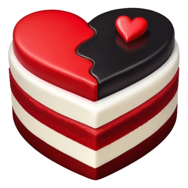 Half black half red heart cake sticker