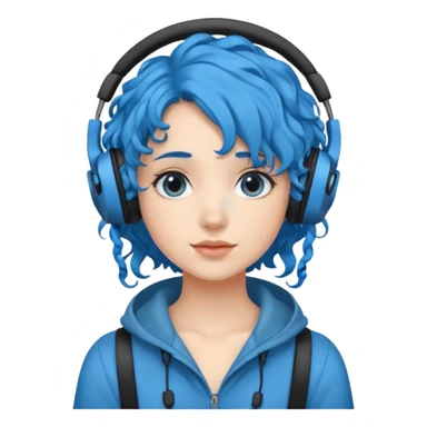 blue haired earringed heaphone wearing girl curly haired sticker