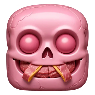 kawaii skull EMOJI made of SPAM MEAT sticker