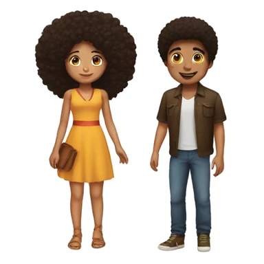 boy with afro and mexican girl sticker