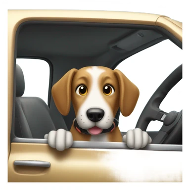 Dog driving a lowered truck sticker