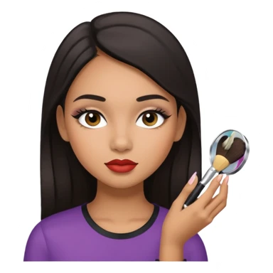 Draw a mixed-race girl applying makeup. sticker