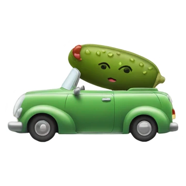 Pickle and a dog driving in a car sticker