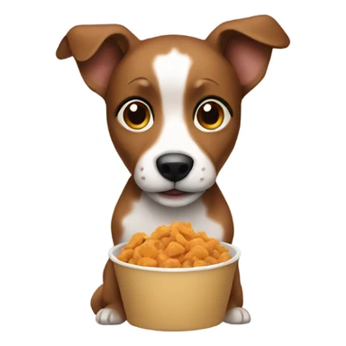 small brown dog eating food sticker