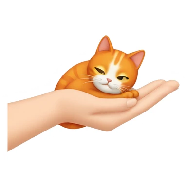 Orange cat with a human hand patting the back sticker