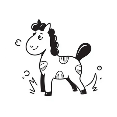 A whimsical horse made of interconnected bubbles and water splashes, looking playful sticker