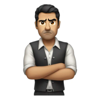 French angry man, black hair, stand up with his arms crossed sticker