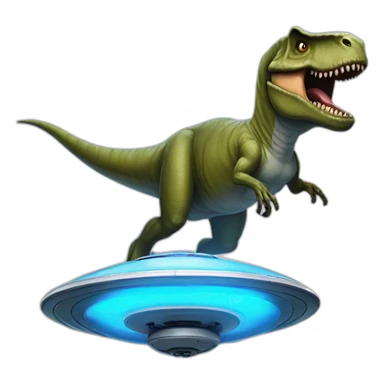 T-Rex flying a ufo sticker