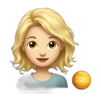 A blonde girl with planets around her sticker