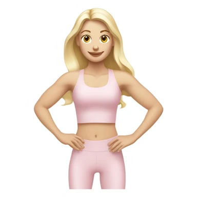 A blonde white Pilates girl in light pink clothes with fitness mat sticker