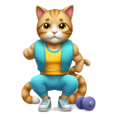 a cat in the gym training in clothes sticker