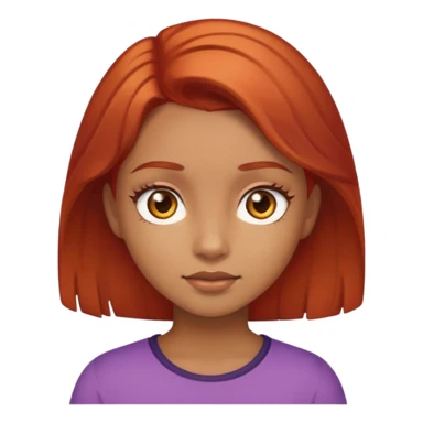 A girl with light brown skin, brown eyes and red hair sticker