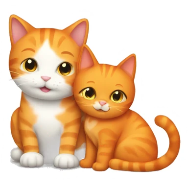 An orange cat and a gre cat cuddling sticker