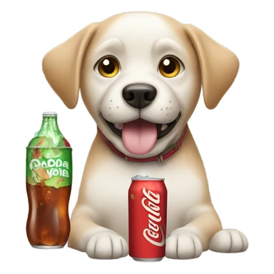 Dog with soda sticker