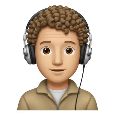 curly hair man wearing headphones no microphone sticker