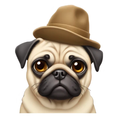 Pug with a hat sticker