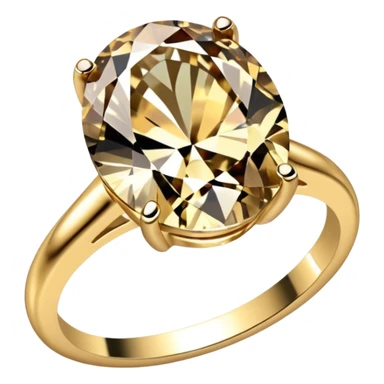 a gold diamond ring, plain band and large oval diamond stone sticker