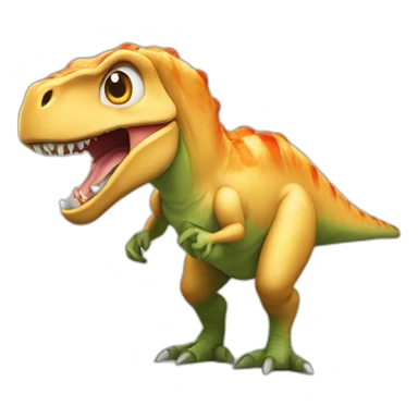 Dinosaure qui mange du poulet sticker