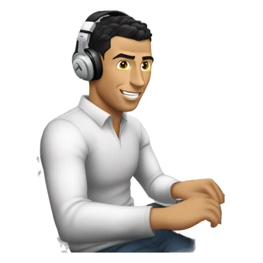 cristiano ronaldo listenning music sticker
