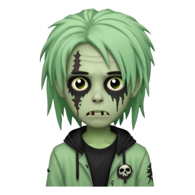 boy zombie with black dreads emo sticker