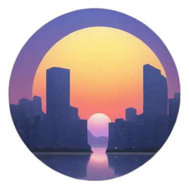 Sunset on city sticker