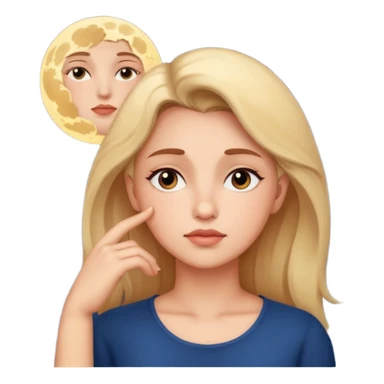 a woman thinking at night with moon and stars in the background sticker