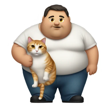 a fat guy with a cat sticker