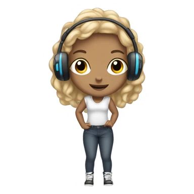 Light skinned girl holding a controller and headphones on sticker