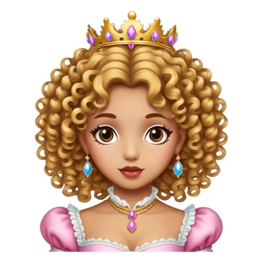 Curly hair girl with highlights, medium skin, princess coquette/rococo sticker