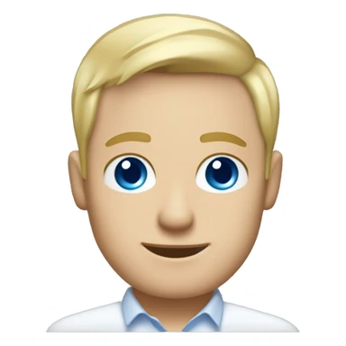 male white blue eye blonde short hair 30 year old gui with a happpy face and an suite Software engineer sticker