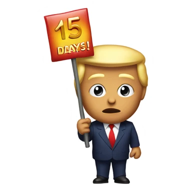 Trump holding sign saying 15 days sticker