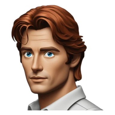 Alain delon solarpunk engineer blue eyes red hair sticker