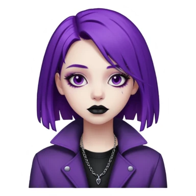 amelia from Pathway the uk governement game. The goth e-girl with purple hair and purple jacket sticker