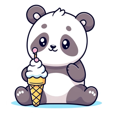 Panda eating ice cream sticker