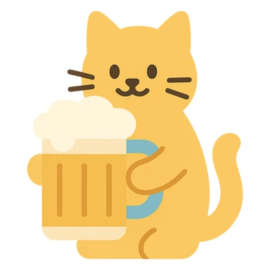 cat holding a giant beer mug sticker