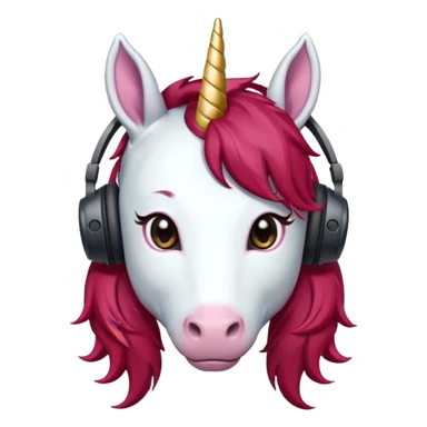 headphone wearing unicorn with dark red hair sticker