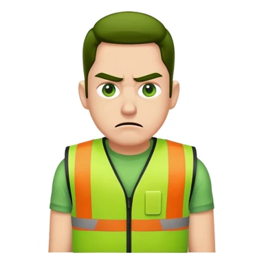 pissed off wearing a green visibility amazon vest sticker