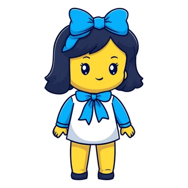 woman with a blue bow on her head and long black hair sticker