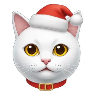 white cat with christmas hat sticker