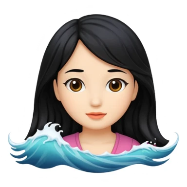 wave black hair girl 2 sticker