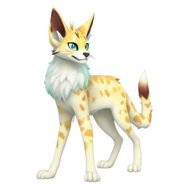 Epic Edgy Colorful ethereal eldritch Sergal-Serval-Fionbri full body sticker