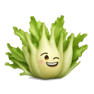 a little creature that looks like an endive, with smiling eyes and a smiling mouth sticker